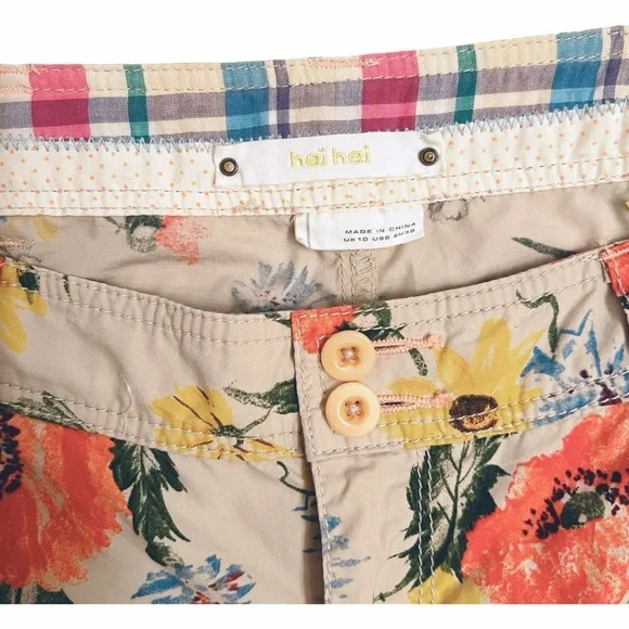 Anthropologie Hei Hei Sundrop Floral Cotton Cropped Cargo Pants Women’s Size 8 - Picture 6 of 8
